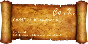 Csáki Klemencia névjegykártya